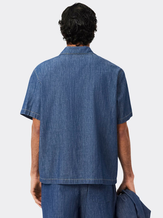 Lacoste Βαμβακερό Πουκάμισο Μπλε
