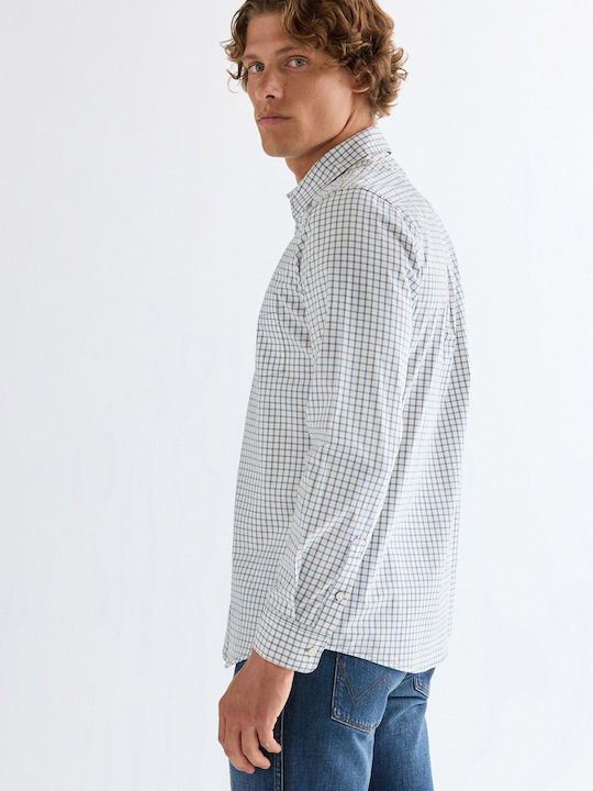 Long Sleeve Shirt in Regular Fit Checked Dusty Blue