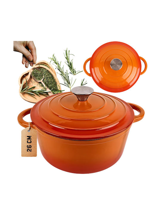 Hage Dq26 Deep Cast Iron Pot 5lt 26cm