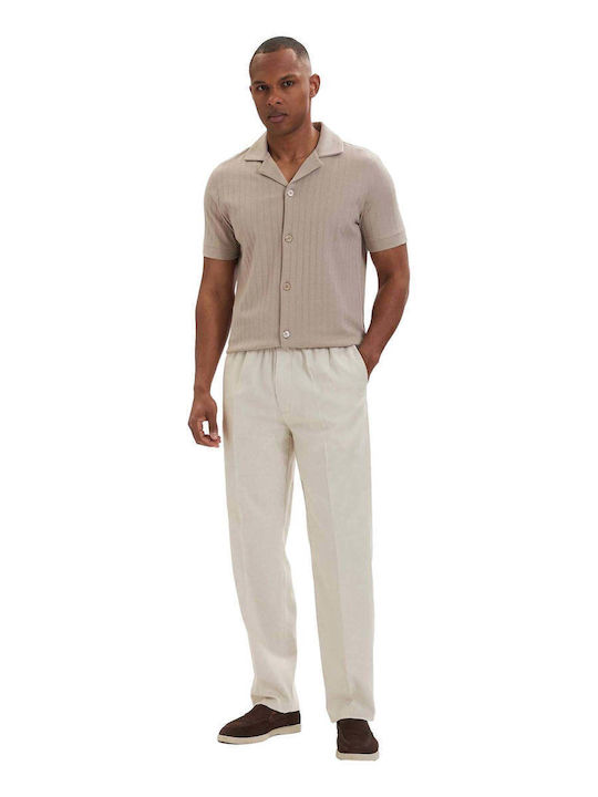 Trousers in Straight Leg Oatmeal