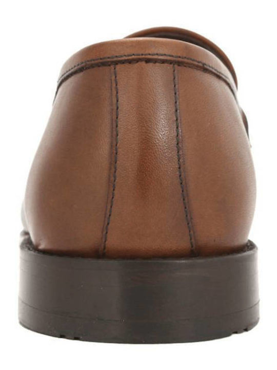 Leather Men's Moccasins In Tabac Brown Colour