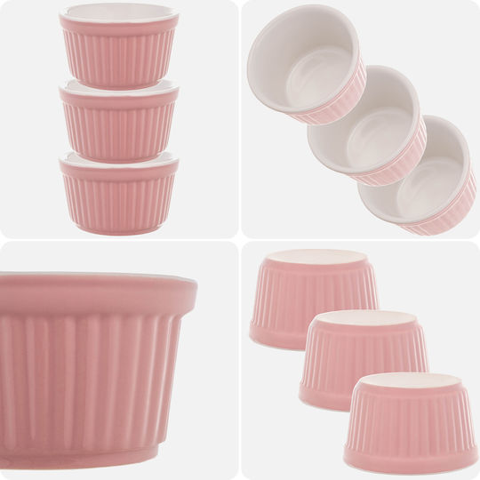 Kadax Rundes Hitzebeständiges Kochgeschirr für Soufflé Keramik 9x9cm 3 Stück
