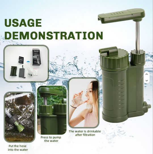Portable Survival Water Filter Pump Dual UF Activated Carbon Filtration System Camping Hiking Travel 145-8788