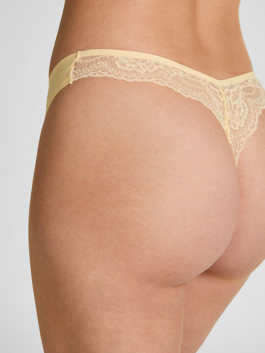Women's Seamless Lace String Yellow