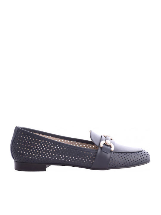 Leather Women's Moccasins in Blue Colour