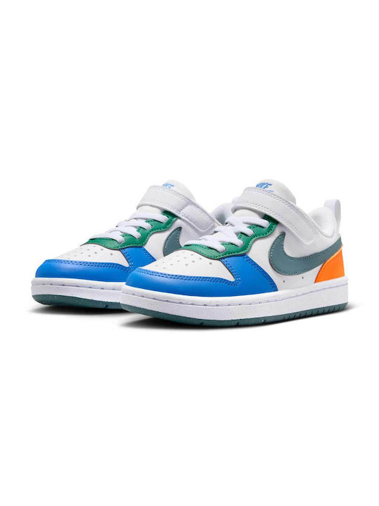 Court Borough Low Kids Sneakers with Hoop & Loop Closure White