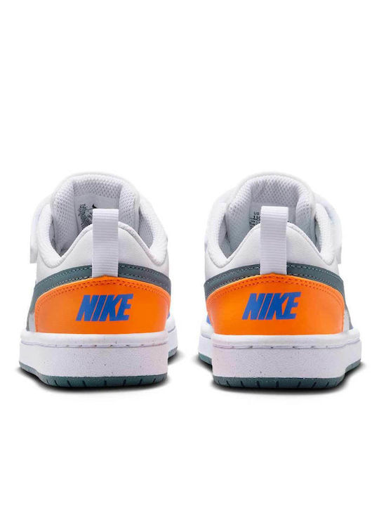 Court Borough Low Kids Sneakers with Hoop & Loop Closure White