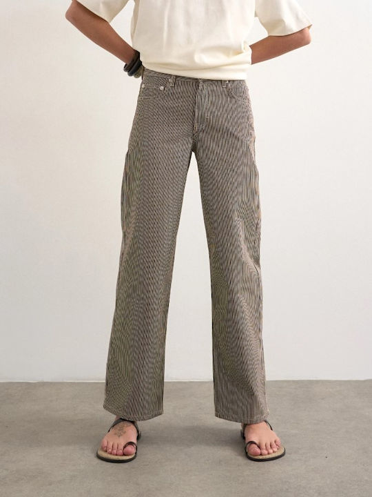 Women's Jean Pants in Wide Leg Style Brown