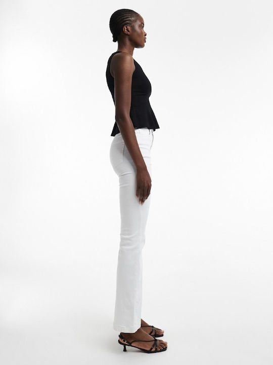 High Rise Women's Flared Slim Fit Jean Pants White