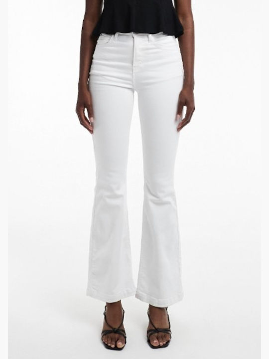 High Rise Women's Flared Slim Fit Jean Pants White