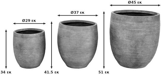 Pakketo Ceramic Gray Plant Pots Set of 3