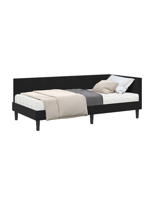 Einzelbett Mit Samt Schwarze Mit Lattenrost & Matratze 94x200cm