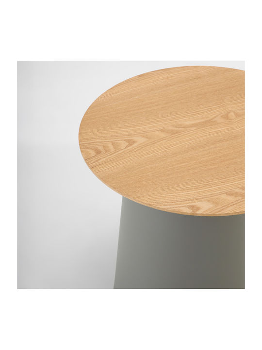 Round Side Table Zentra Made of Solid Wood Natural Gray 50x50x47.5 cm