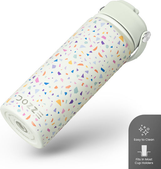 Dozze Stainless Steel Kids Water Bottle Thermos with Straw Non Spill Beige 530ml