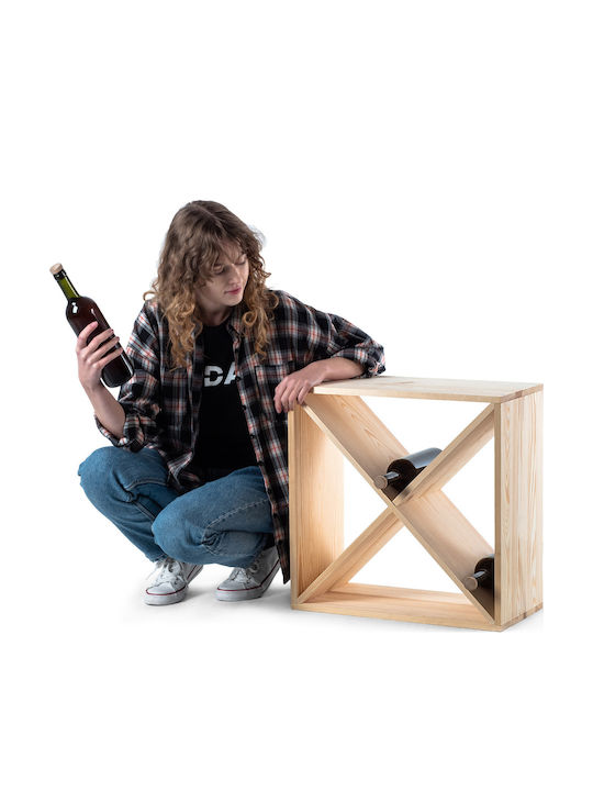 Kadax Tabletop Wooden Wine Rack for 24 Bottles Brown 52x25.5x52cm