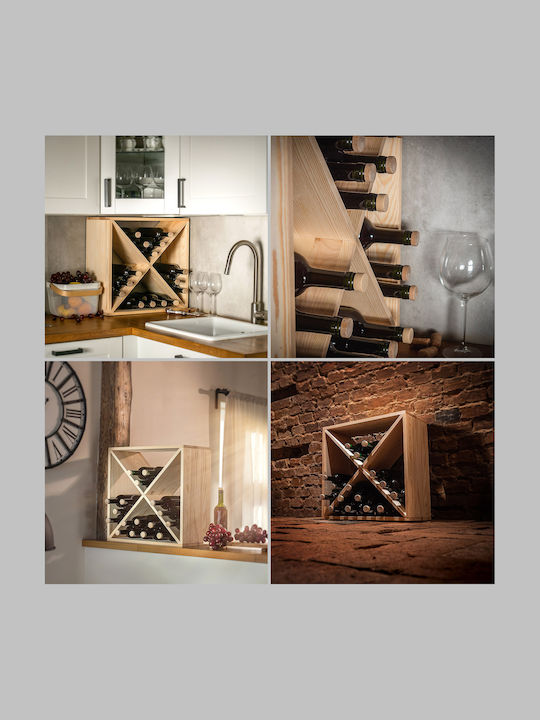 Kadax Tabletop Wooden Wine Rack for 24 Bottles Brown 52x25.5x52cm