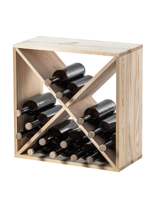 Kadax Tabletop Wooden Wine Rack for 24 Bottles Brown 52x25.5x52cm