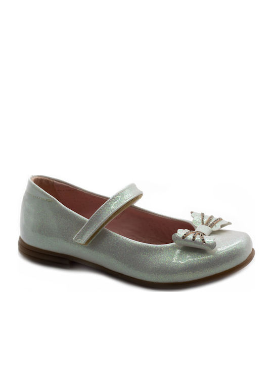 Kids Anatomic Ballerinas with Hoop & Loop Closure Leather White 615-LEFKO
