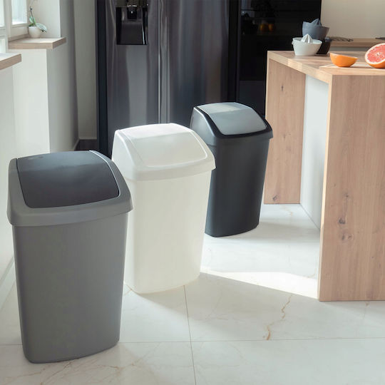 Swing Top Trash Bin 50l 40.6x34x66.8cm Dark Gray Silver