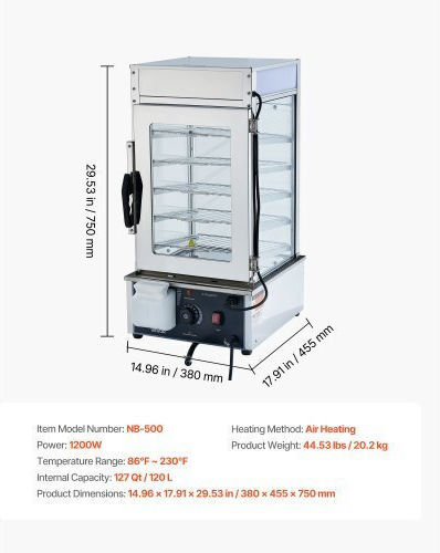 Vevor Vevor Heizungs-Buffet mit Leistung 1200W und Maße 38x45.5x75cm