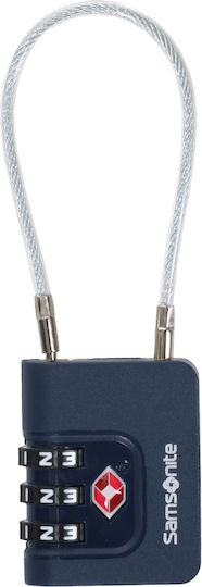 Samsonite Cablelock 3 Dial Steel Padlock with Cable Combination with TSA Certification 35mm Blue 1pcs