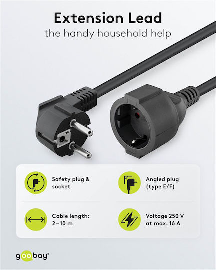 Goobay 1 Platz mit Kabel 2m Schwarz