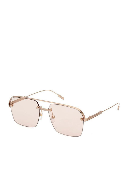 Zegna Women's Sunglasses with Rose Gold Metallic Frame and Pink Lens EZ0213 29E