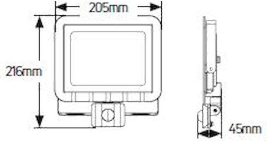 Geyer Waterproof LED Flood Light 50W Warm White 3000K With Motion Sensor IP65