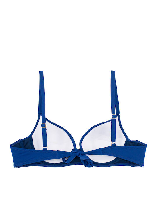 Γυναικείο Μαγιό Push-up Bikini Μπανέλα Ντραπέ Μπλε
