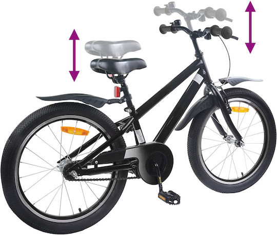 vidaXL Bicicletă Copii 18" BMX Neagră
