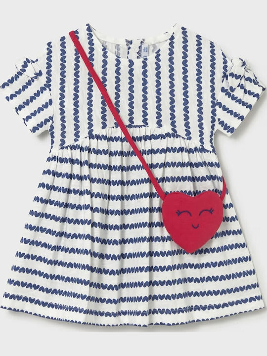Mädchenkleid Kurzärmelig Gestreift Set aus 2 mit Zubehör Blau