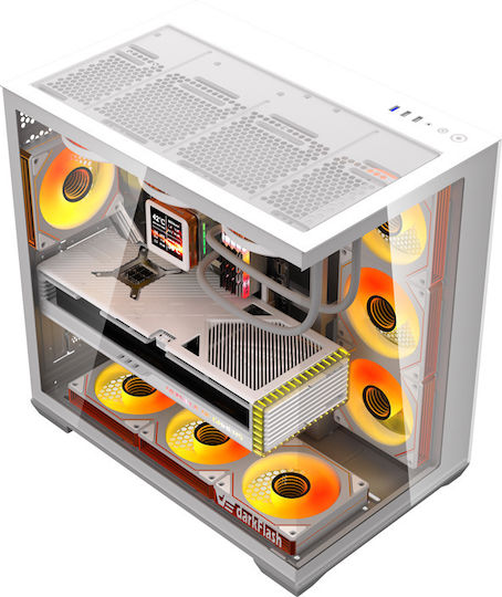 Darkflash C280 Gaming Mini Tower Кутия За Компютър Със Страничен Прозорец И ARGB Осветление Черна + 7 Вентилатора