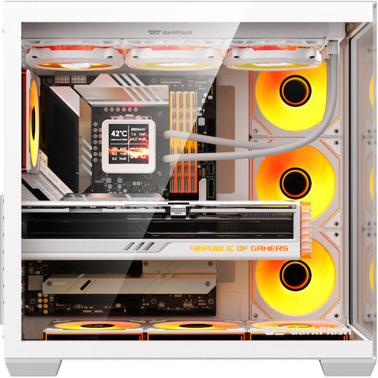 Darkflash C280 Gaming Mini Tower Кутия За Компютър Със Страничен Прозорец И ARGB Осветление Черна + 7 Вентилатора