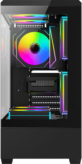Darkflash C365 Gaming Midi Tower Κουτί Υπολογιστή με Πλαϊνό Παράθυρο και RGB Φωτισμό Μαύρο + 5 Fans