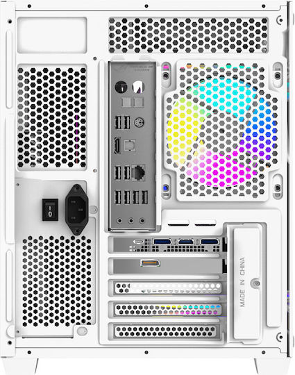 Darkflash B275 Pro Gaming Mini Tower Computer Case with Side Window and ARGB Lighting White +6 Fans