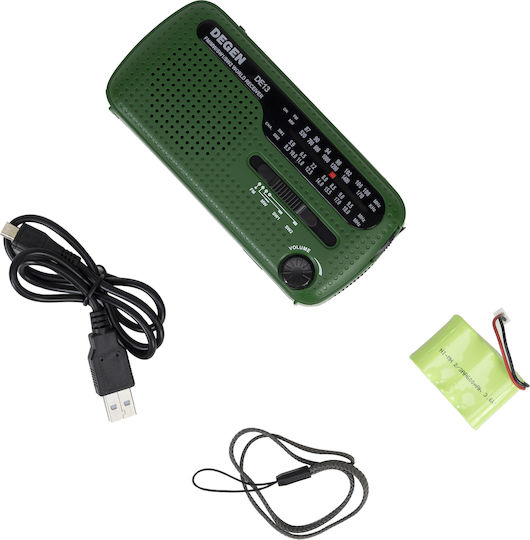 Degen DE13 Tragbares Radio Solar mit USB Grün