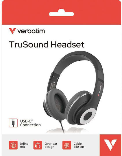 Verbatim TruSound Auf dem Ohr Multimedia-Kopfhörer mit Mikrofon und USB-C Konnektivität