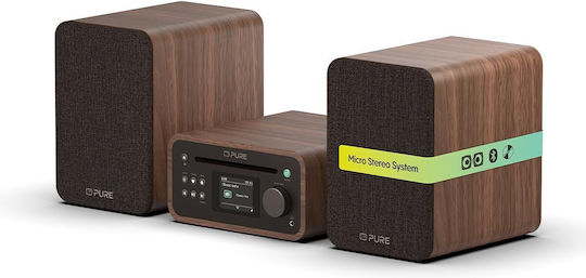 Pure Ηχοσύστημα 2.0 Classic Stereo Mini με CD Player και Bluetooth Καφέ