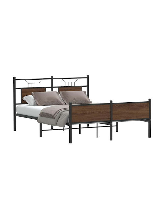 Doppelbett Aus Holz Braun mit Lattenrost für Matratze 137x190cm