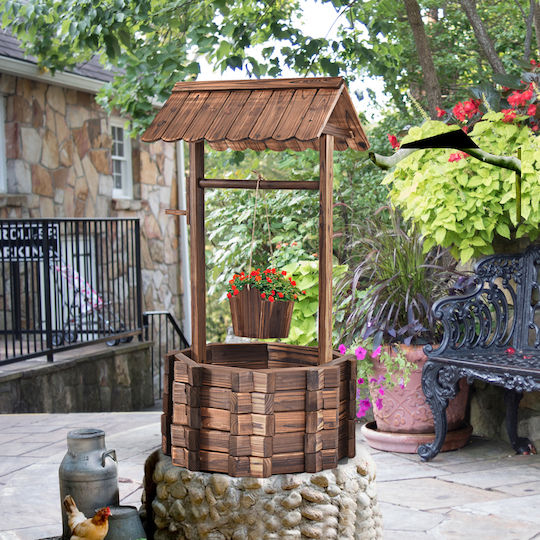 Costway Ghiveci de Flori din Lemn Fântână cu Găleată Rustic Decor pentru Grădină Hz10395cf Costway Ghiveci de Flori din Lemn Fântână cu Găleată Rustic Decor pentru Grădină Hz10395cf
