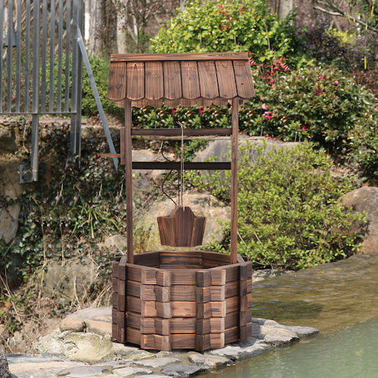 Costway Wooden Wishing Well Flower Pot Bucket Rustic Garden Decoration Hz10395cf