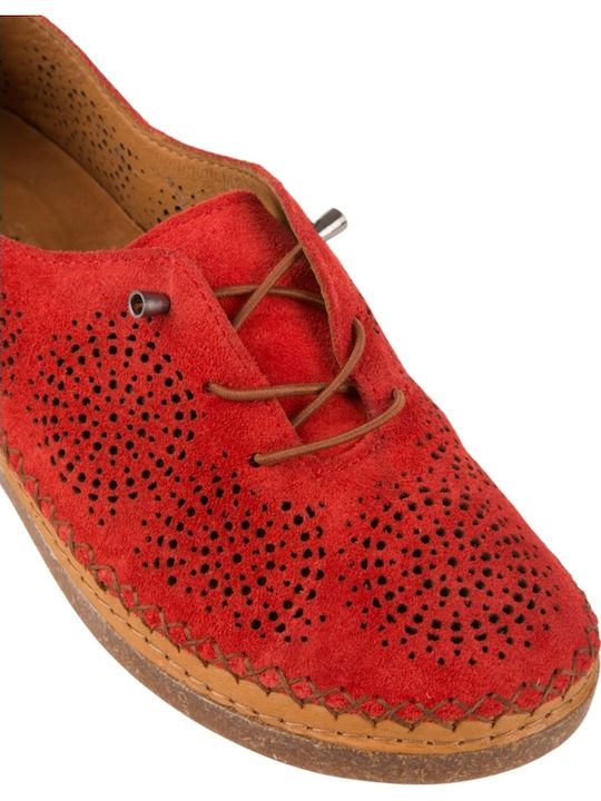 Leather Women's Oxfords In Red Colour