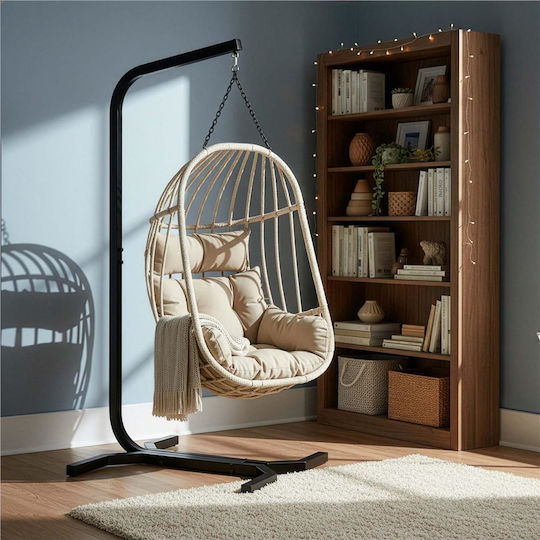 Bază Pentru Leagăn De Grădină Metalică Neagră 92x92x205cm