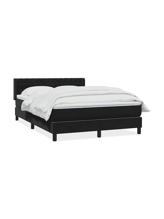 Vidaxl Κρεβάτι Boxspring Στρώμα Μαύρο 160x210cm Βελούδινο 1 Τεμ Διπλό Μαύρο