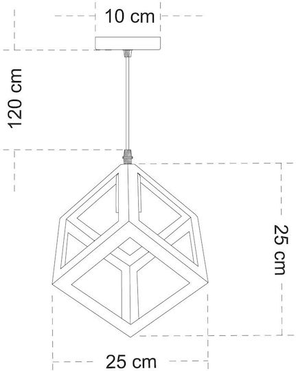GloboStar Cube Висящо Осветително Тяло Кафяв Мрежа с Цокъл E27 25x25x25см.