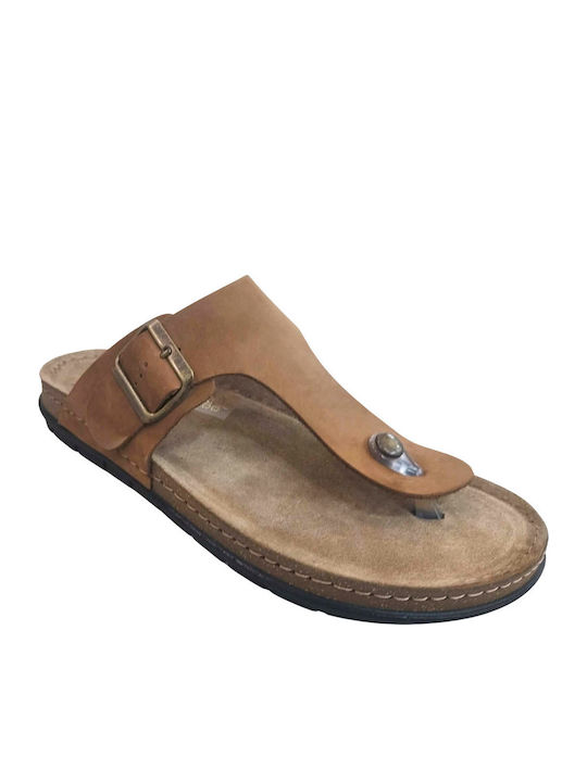 Leather Men's Sandals In Beige Colour