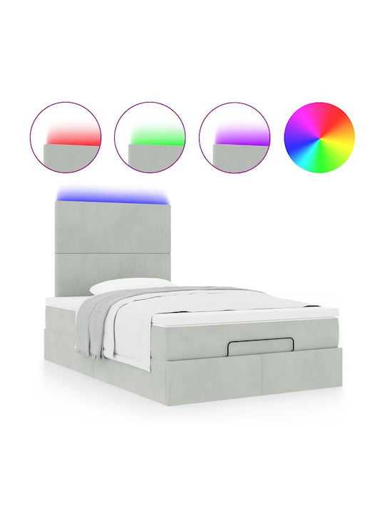 Double Upholstered Velvet Bed Light Gray with Slats and Mattress 120x190cm 3314234
