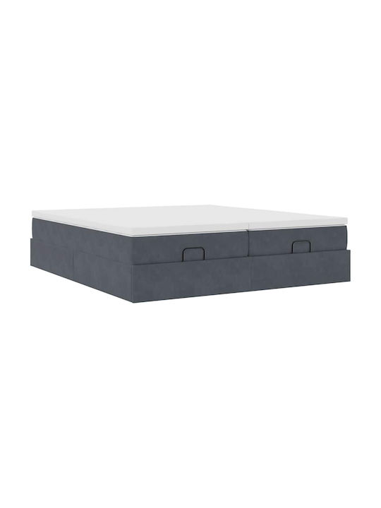 King Size Bed Upholstered with Velvet Dark Gray with Slats and Mattress 180x200cm 3311262