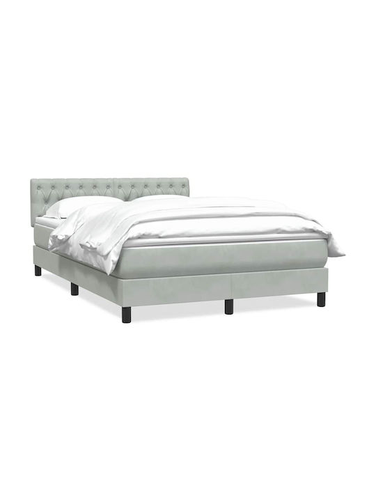 Vidaxl Boxspringbett Matratze Hellgrau 160x210cm Samt 1 Stk Doppelbett Grau