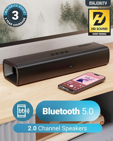 Majority Naga 40 Plus Soundbar 1.1 200W With Wireless Subwoofer And Black Remote Control